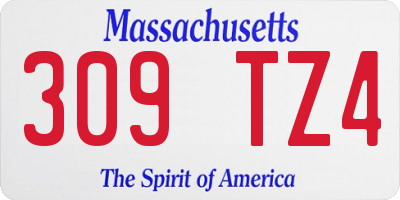 MA license plate 309TZ4