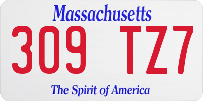 MA license plate 309TZ7