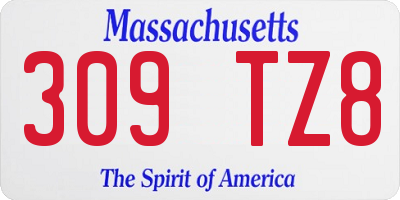 MA license plate 309TZ8