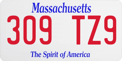 MA license plate 309TZ9