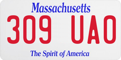 MA license plate 309UA0