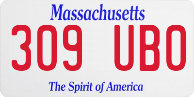 MA license plate 309UB0