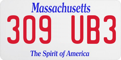 MA license plate 309UB3