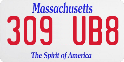 MA license plate 309UB8