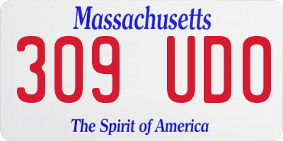 MA license plate 309UD0