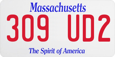 MA license plate 309UD2