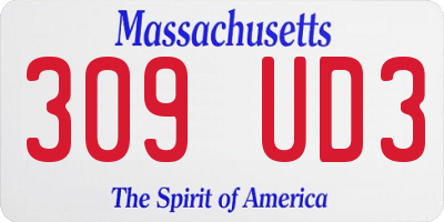 MA license plate 309UD3