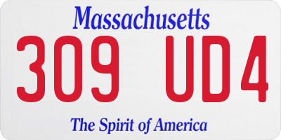 MA license plate 309UD4