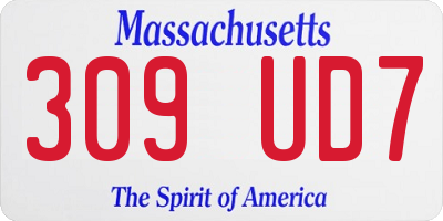 MA license plate 309UD7