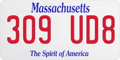MA license plate 309UD8