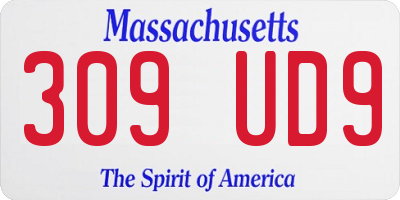 MA license plate 309UD9