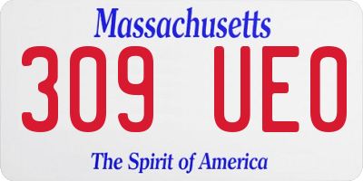 MA license plate 309UE0
