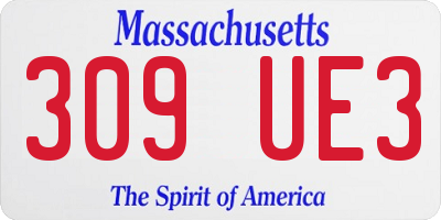 MA license plate 309UE3