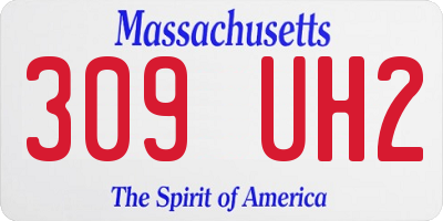 MA license plate 309UH2