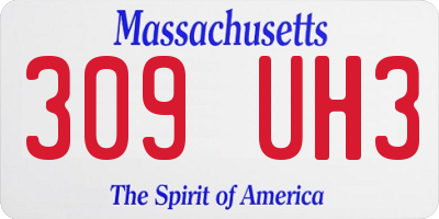 MA license plate 309UH3