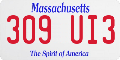 MA license plate 309UI3