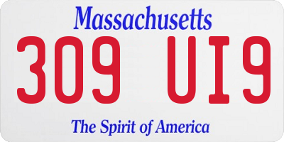 MA license plate 309UI9