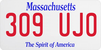 MA license plate 309UJ0