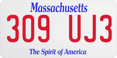 MA license plate 309UJ3
