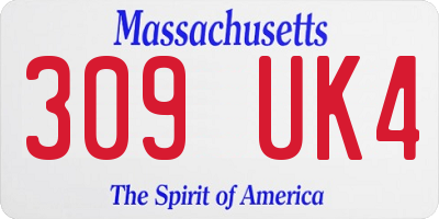 MA license plate 309UK4