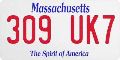 MA license plate 309UK7