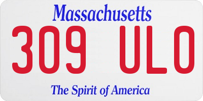 MA license plate 309UL0