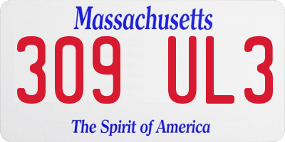 MA license plate 309UL3