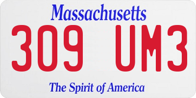 MA license plate 309UM3
