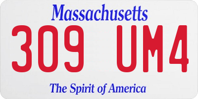 MA license plate 309UM4