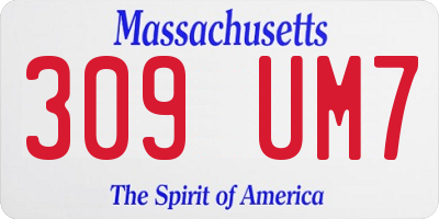 MA license plate 309UM7