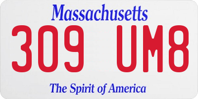 MA license plate 309UM8