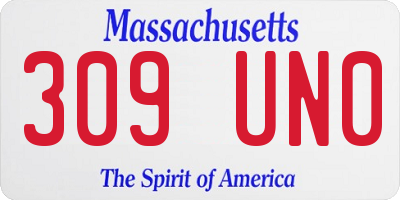 MA license plate 309UN0