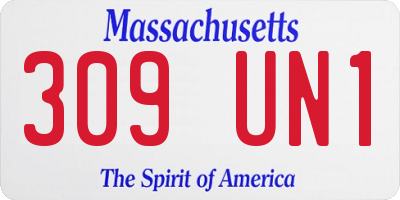MA license plate 309UN1