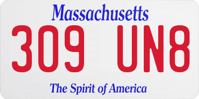 MA license plate 309UN8