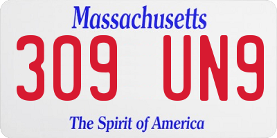MA license plate 309UN9