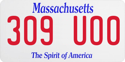 MA license plate 309UO0