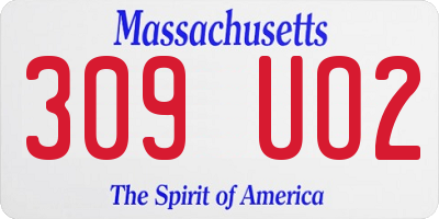 MA license plate 309UO2