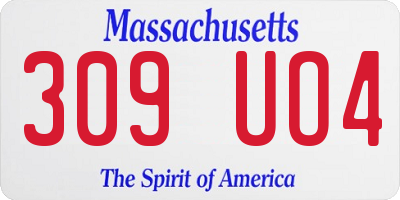 MA license plate 309UO4