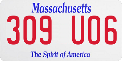 MA license plate 309UO6