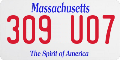 MA license plate 309UO7