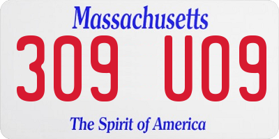 MA license plate 309UO9
