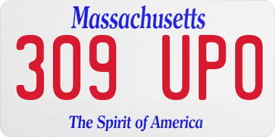 MA license plate 309UP0