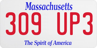 MA license plate 309UP3