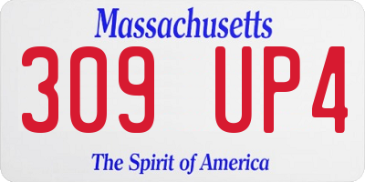 MA license plate 309UP4