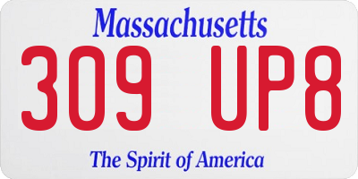 MA license plate 309UP8