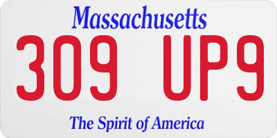 MA license plate 309UP9