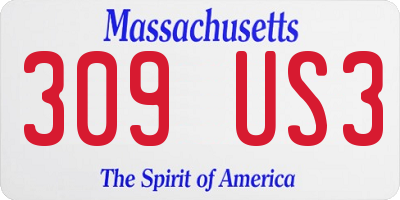 MA license plate 309US3