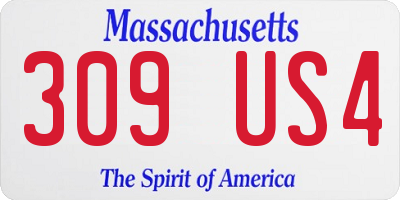 MA license plate 309US4