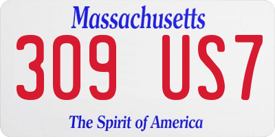 MA license plate 309US7