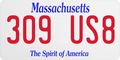 MA license plate 309US8